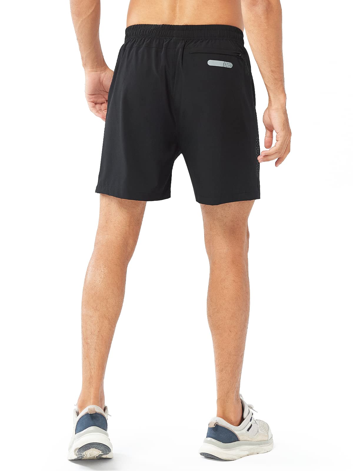 NORTHYARD Men's Athletic Running Shorts Gym Workout 7"/9"/5" Quick Dry Lightweight Sports Basketball Tennis 3 Zipper Pockets Black-5inch M