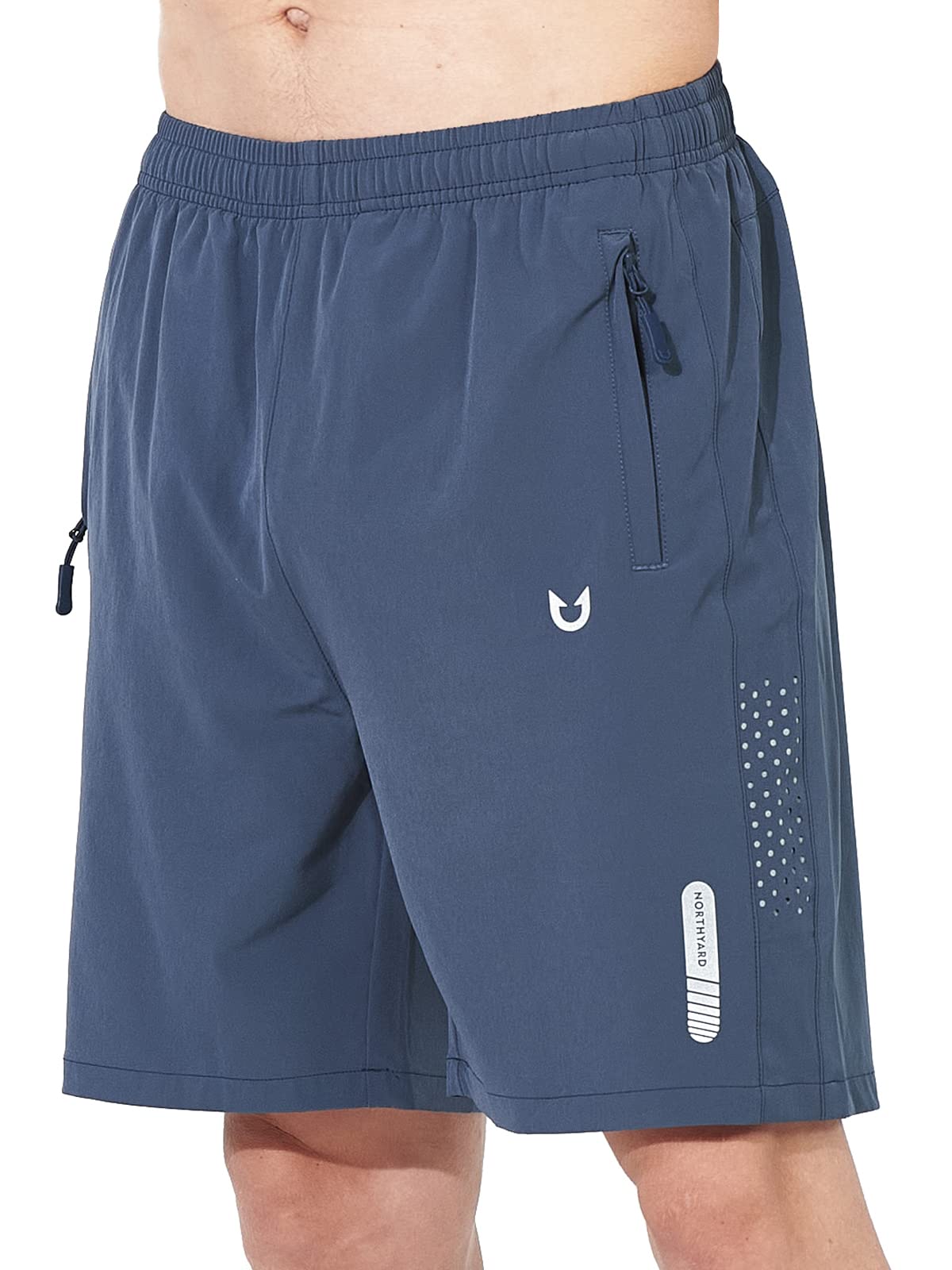 NORTHYARD Men's Athletic Running Shorts Gym Workout 7"/9"/5" Quick Dry Lightweight Sports Basketball Tennis 3 Zipper Pockets FEDERALBLUE 2XL