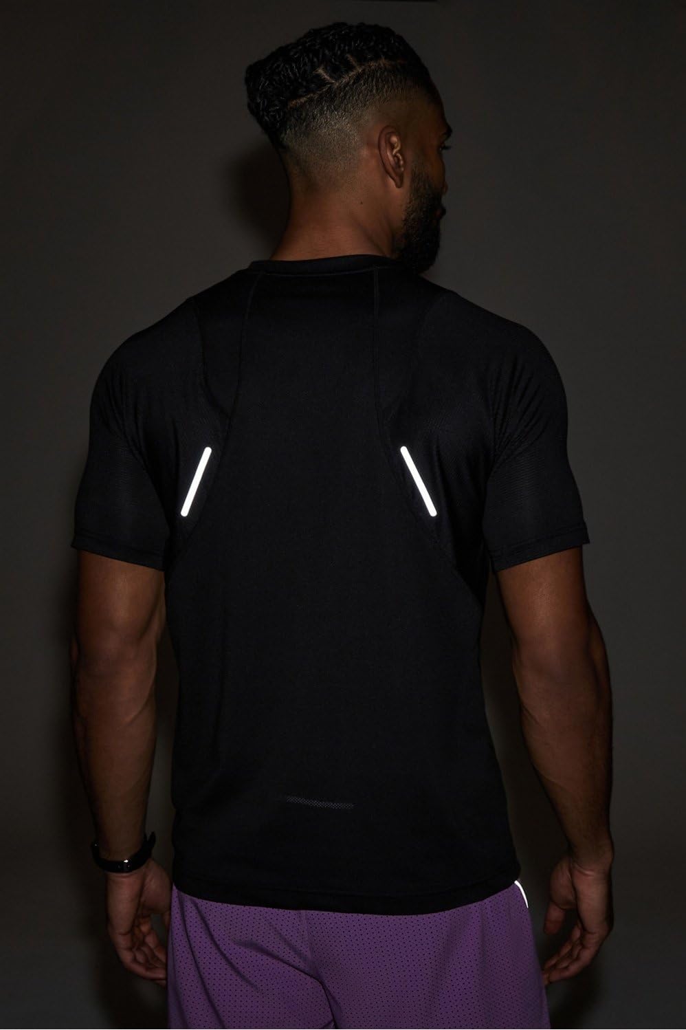 Fabletics Men's The 02 Tee, Performance Running, Jogging, Training, Ultra Lightweight, Reflective, Breathable, XS, Black