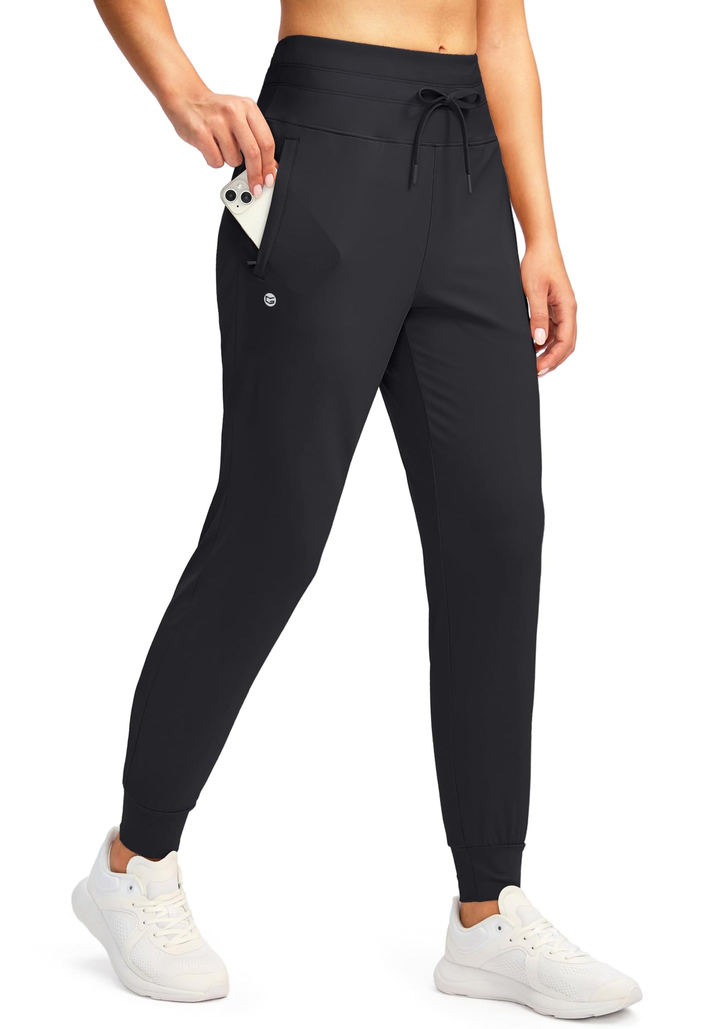 G Gradual Women's Joggers Pants with Zipper Pockets High Waisted Sweatpants Athletic Tapered Pants for Women Lounge Workout(Black,M)