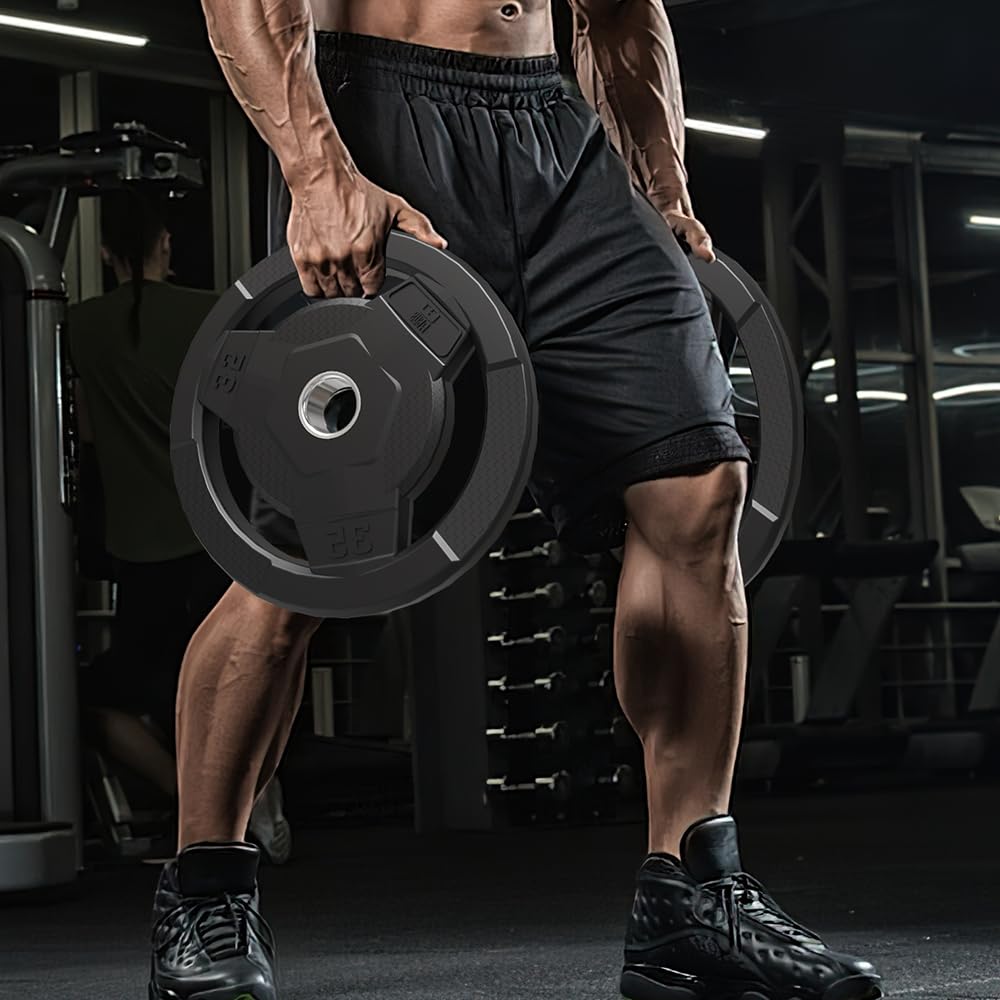 FAGUS H Weight Plate 2-Inch Rubber Coated Olympic Grip Plate for Barbell,Solid Cast Iron Weight Plates for Strength Training,Weightlifting,Crossfit,Home Gym,2.5LB Pair