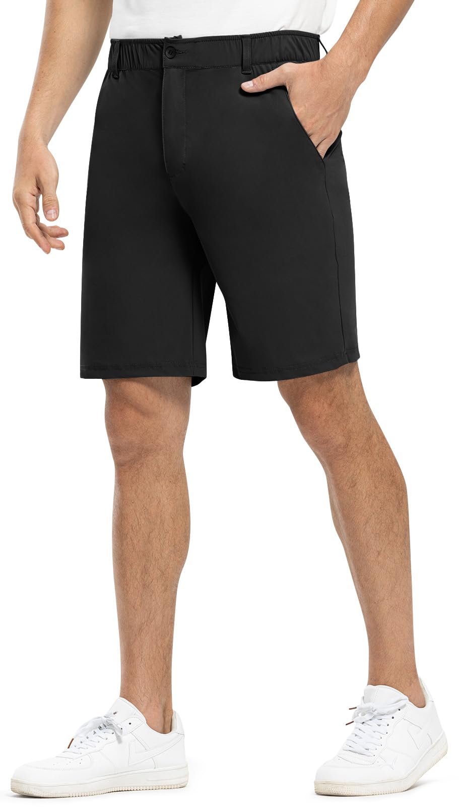 Rdruko Men's Golf Shorts Stretch Quick Dry 9" Work Casual Shorts with 5 Pockets(Black, US 40)