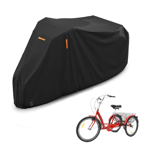 Generic Adult Tricycle Cover, Waterproof Bicycle/Motorcycle Storage Cover, Outdoors Indoors Dust Wind Proof Anti-UV 3 Wheeled Bike Cover, Protect Your Bike from Rain, Black