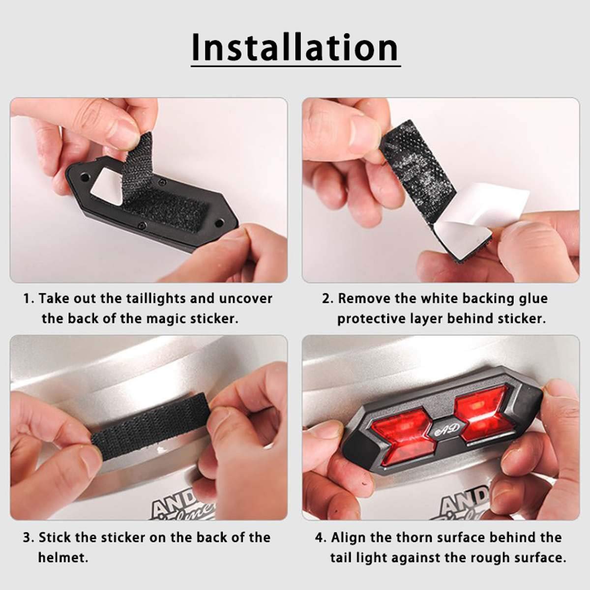 TOTMOX Motorcycle Helmet Light LED Helmet Light Universal Bike Rear Red Helmet Light Warning Tail Light for Night Riding with USB Rechargeable Battery