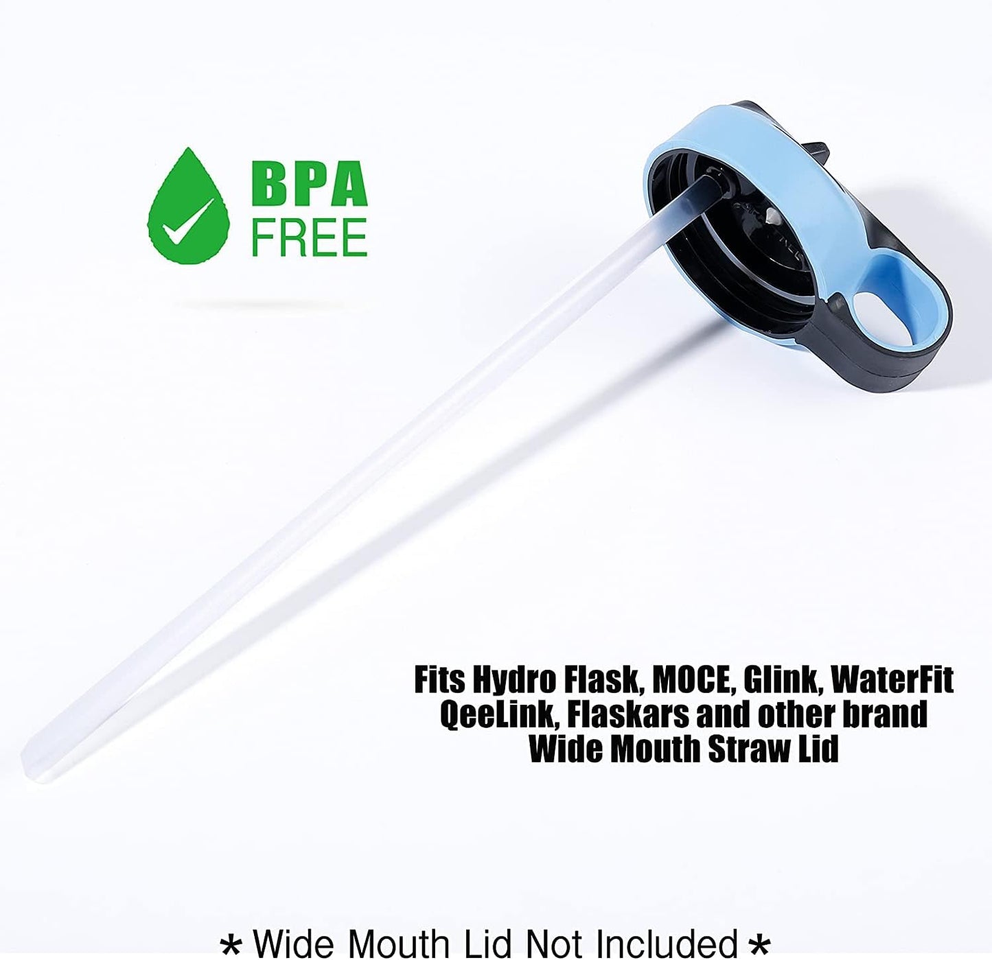 Greant 6 Pack Replacement Straws for Hydro Flask Straw Lid Wide Mouth Bottle, 9.8''L X 0.33'' W, for Hydroflask Wide Mouth Flex Straw Cap, Plastic, Cuttable