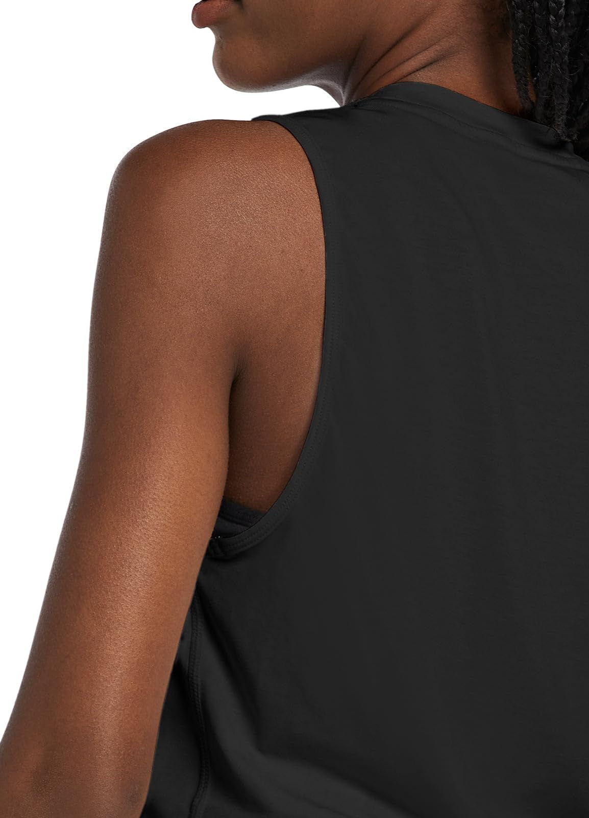 baleaf Workout Tops for Women Crop Tank Top Quick Dry Athletic Gym Exercise Sleeveless Shirts Muscle Yoga Loose Fit Black S