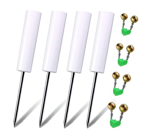 Rod Pole Holders for Bank Fishing，Fishing Rod Holder Ground，Portable Rod Holder，Beach Fishing Rod Holder,with Copper Fishing Rod Alarm Bell(4 Pack White)