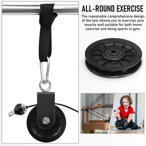 Vaguelly 3Pcs Fitness Pulley Wheel Lightweight Gym Pulley for Easy Replacement Maintenance Black Fitness Equipment Accessories for Home Gym