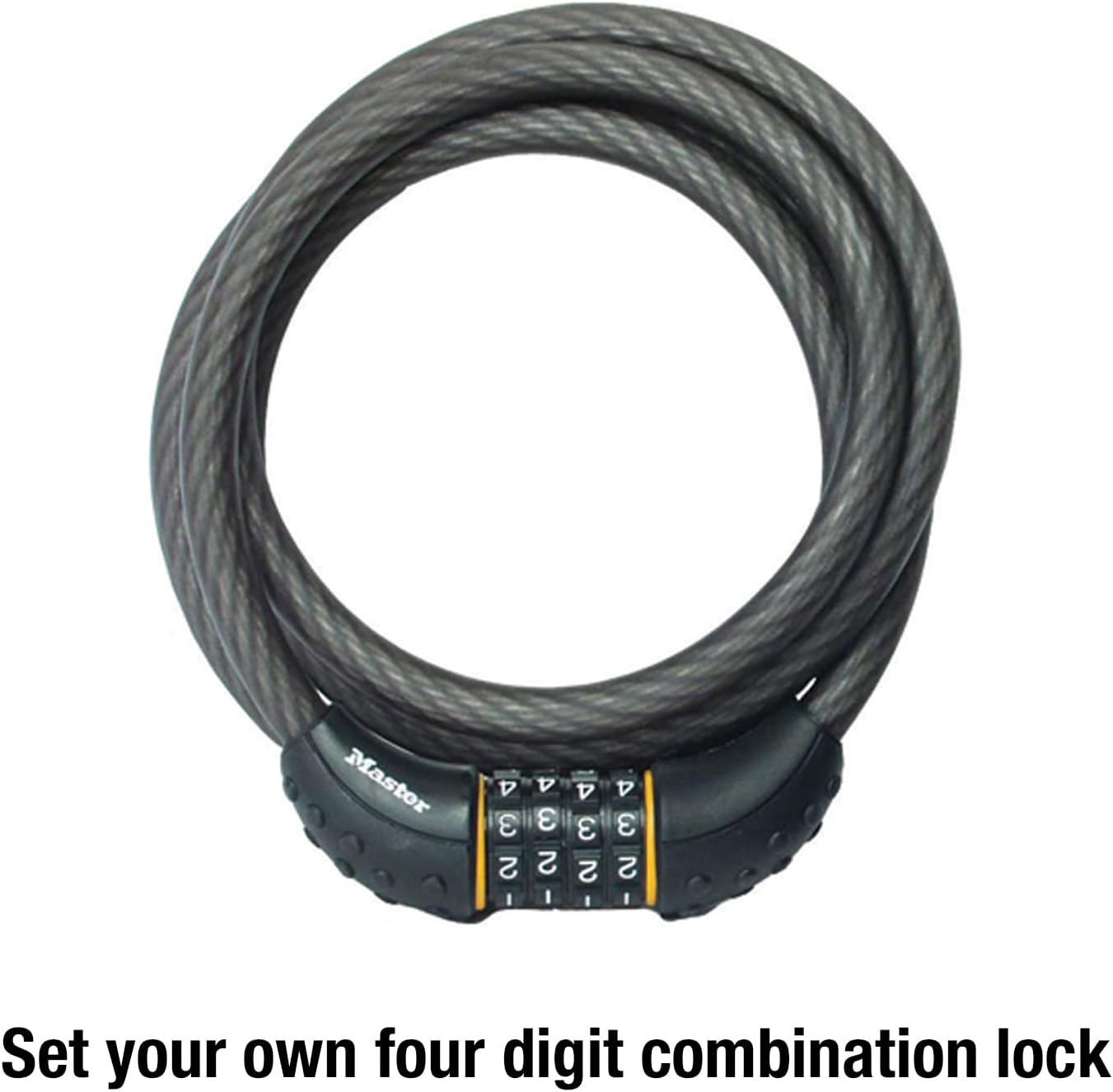 Master Lock Cable Lock, Set Your Own Combination Bike Lock, 6 ft. Long, Black, 8122D