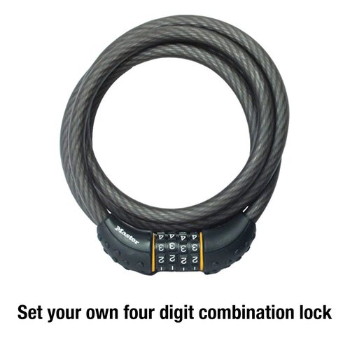 Master Lock Cable Lock, Set Your Own Combination Bike Lock, 6 ft. Long, Black & BV Bicycle Light Set Super Bright 5 LED Headlight, 3 LED Taillight, Quick-Release, Bike Lights for Night Riding