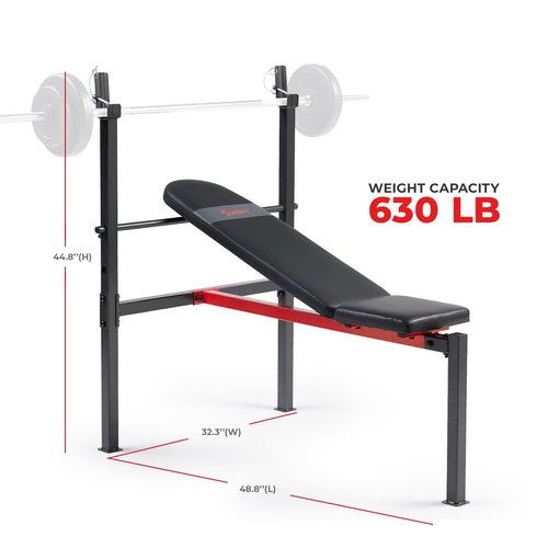Sunny Health & Fitness Adjustable Multi-Function Incline Weight Bench with Barbell Rack, Full Body Workout Exercise Strength Training for Home Gym W/Optional Leg Developer & Preacher Curl Attachment