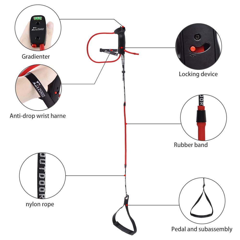 Archery Bow Trainer Draw Training Aid Device Strength Stretch Band Exerciser for Recurve Bow Compound Shooting Kids Adults Beginner Experts red-Blcak