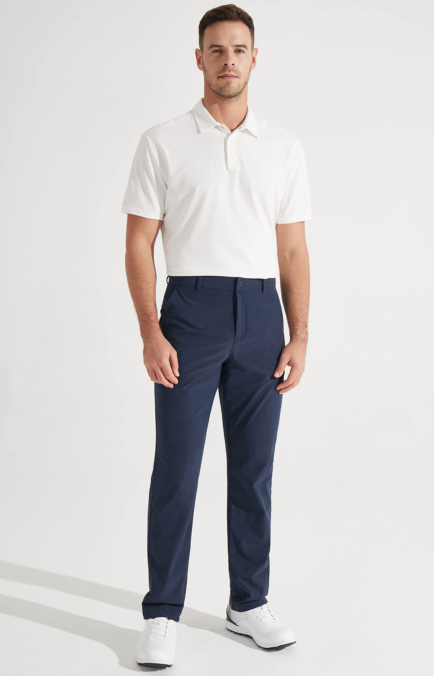 Libin Mens Golf Pants Stretch Work Dress Pants 30" Quick Dry Lightweight Business Casual Pant for Men Comfy Water Resistant, Navy Blue, 42W x 30L