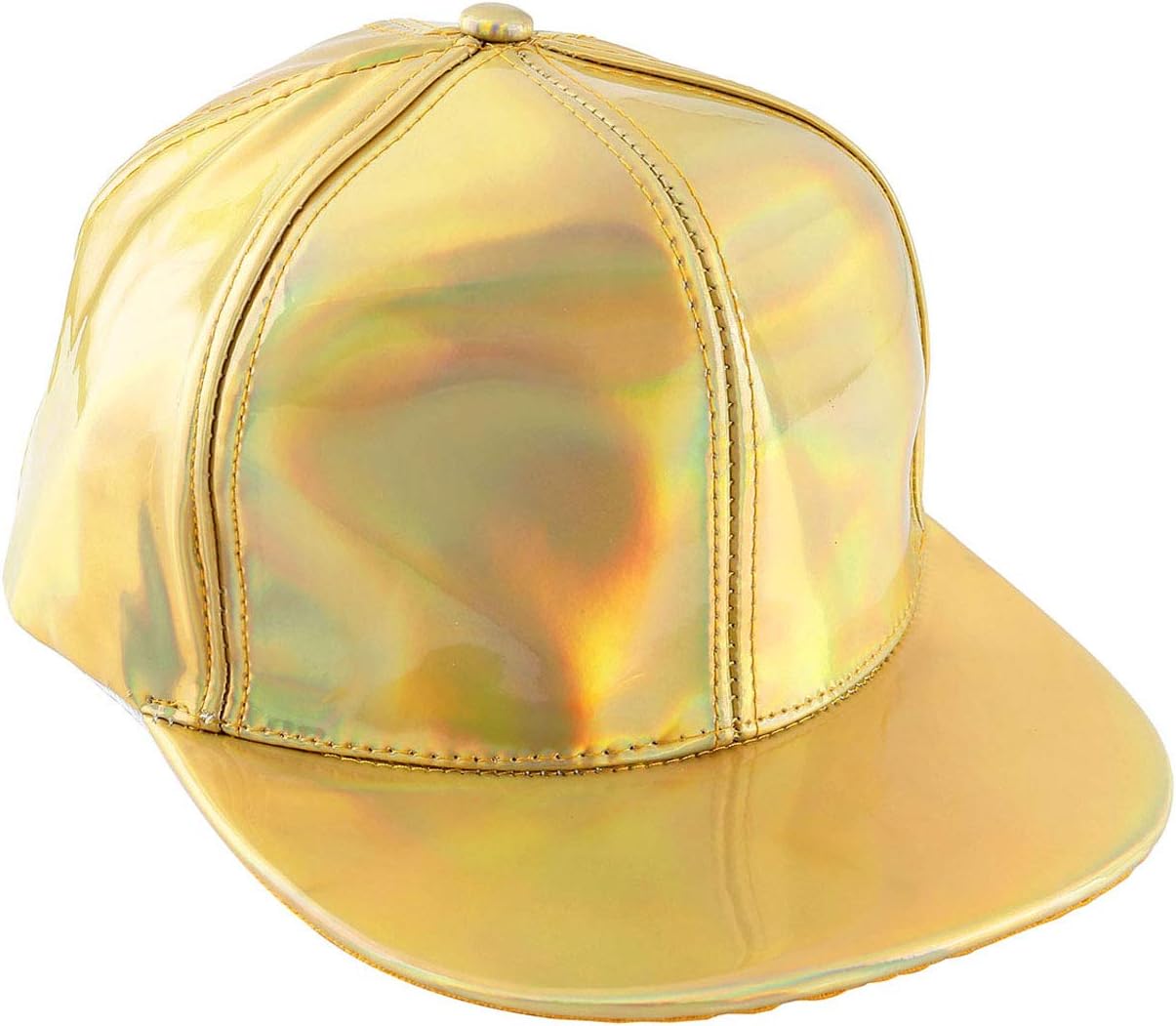 FALETO Adjustable Shiny Holographic Baseball Cap Rainbow Reflective Hip Hop Rave Hat Metallic Casual Cap