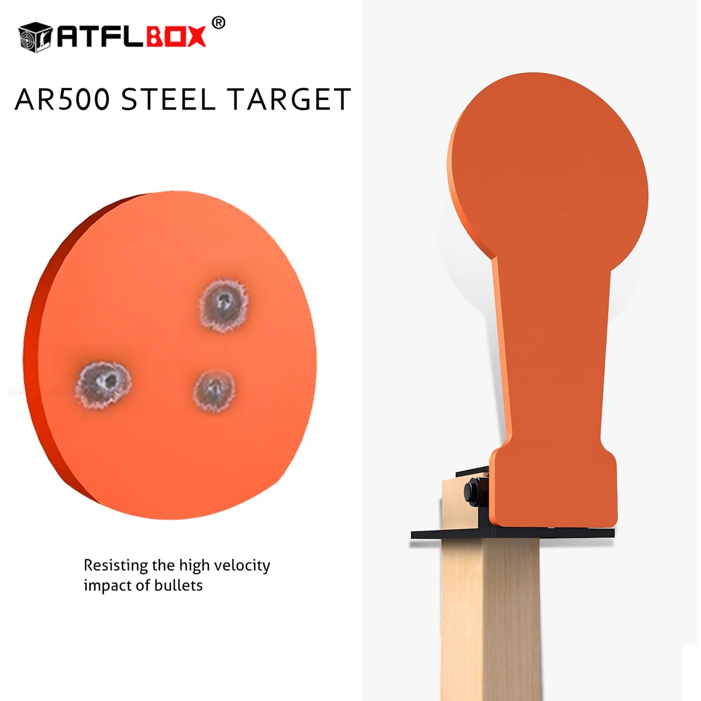 Atflbox 2Pcs 3/8" AR500 12.8'' Classic Popper Steel Shooting Target, 6'' Plate Auto Reset Target for Shooting Range, Suitable for Pistol, Rifle, Handgun, Shotgun, Rimfire