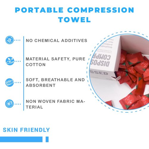 Mini Compressed Towel Portable Disposable Compressed Cotton Coin Standalone Paper Towels for Travel, Camping, Hiking, Sports, Beauty Salon, Household Towels 100 Pieces (8.5in×9in)