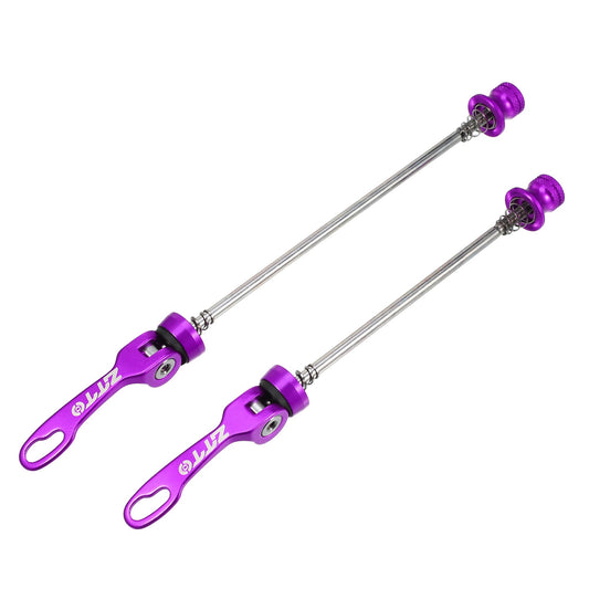 X AUTOHAUX 2 Pcs Bike Bicycle Quick Release Axles Skewers Lever Front Rear Bike Axle Wheel Hub 15cm 5.91" 18.5cm 7.28" Purple for MTB Moutain Road Bike