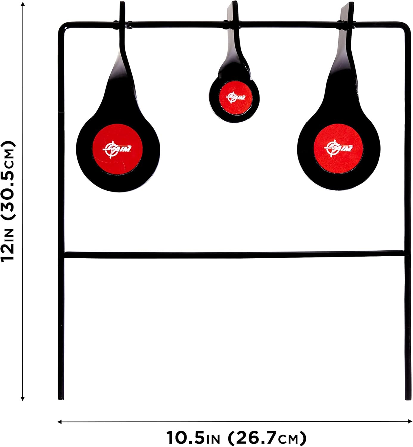 EZ Aim Metallic Triple Spinner Target System, Rimfire .22 Cal. and Air Guns, Shooting Target 12"W x 13"H, Black/Red