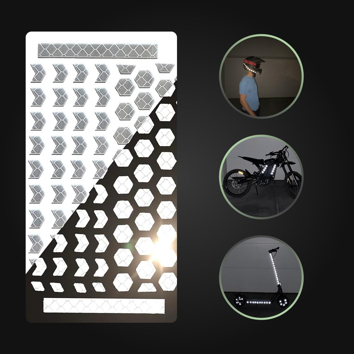 330 Reflective Stickers for Hard Surfaces Oval 5 Pack - Bicycle Frame, Helmet, Stroller, Scooter, Pedals - 5 Sheets - 3.5 x 5.5 Inch Sheet - 150 Retro Reflective Stickers 330 Candle Power