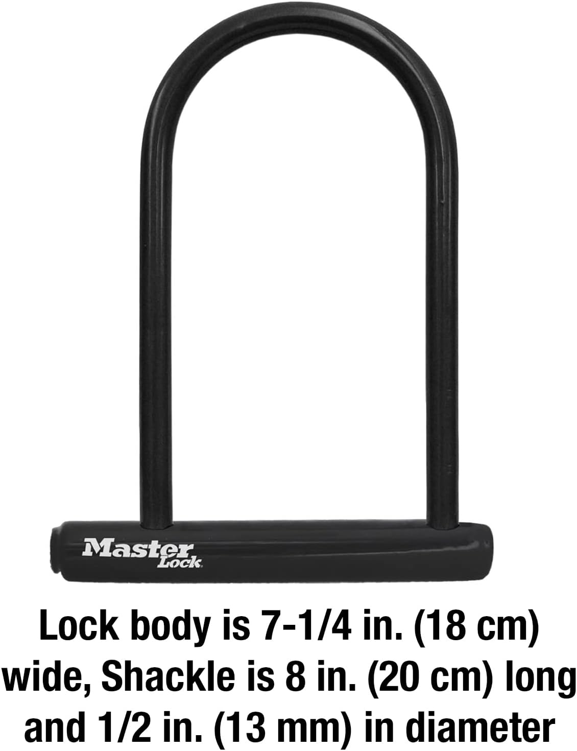 Master Lock Black Bike Lock with Key, Standard Size U-Lock for Bicycles and Other Outdoor Equipment, Anti-Theft Lock for Bikes, 8320D
