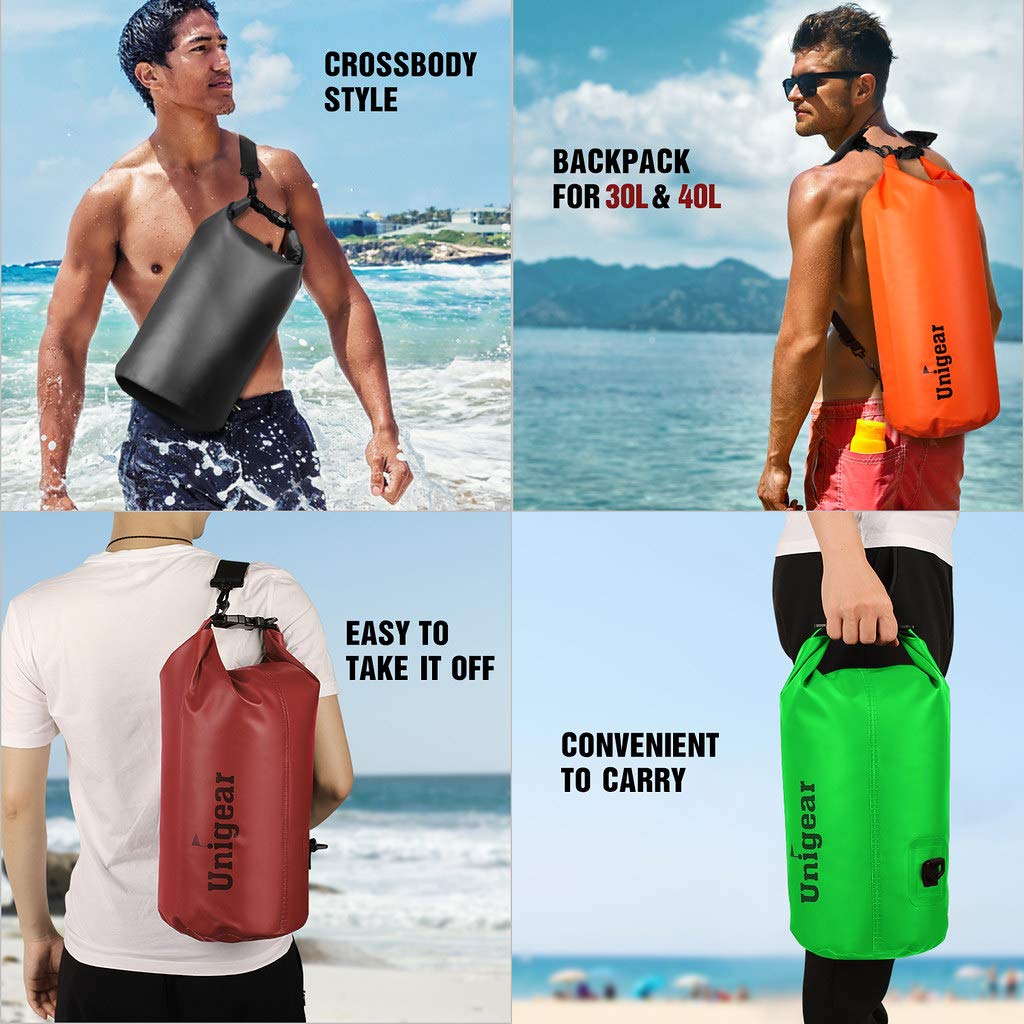 Unigear Dry Bag Waterproof, Floating and Lightweight Bags for Kayaking, Boating, Fishing, Swimming and Camping with Waterproof Phone Case (Green, 5L)