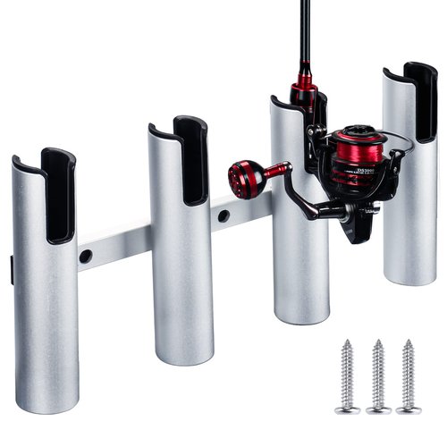 Marinebaby Aluminum Fishing Boat Rod Holder,3/4 Link Tube Aluminum Rod Rack, Suit Boats & Yacht ,Silver (Silver 4 Tube)