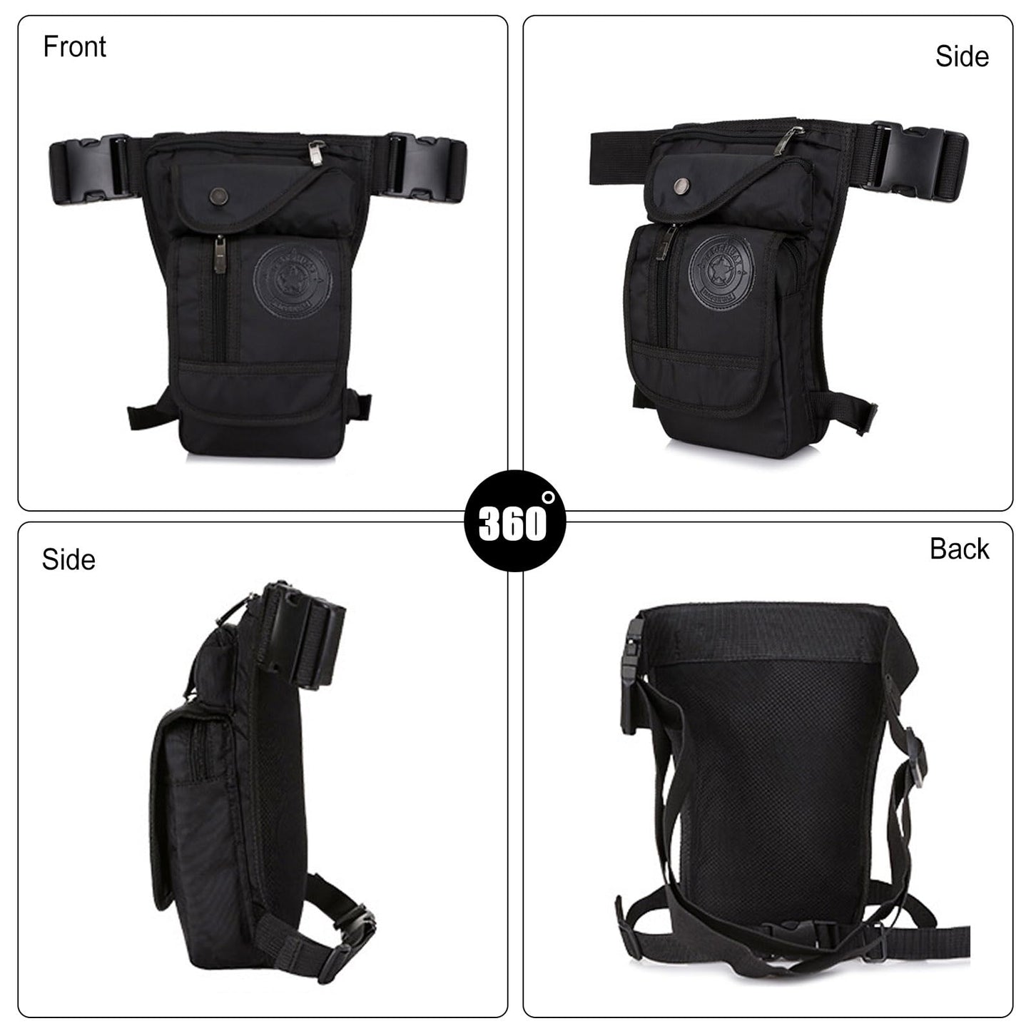 FANDARE Thigh Drop Leg Bag Military Tactical Drop Leg Pouch Bag Waist Pack Bumbags Sling bag Motorcycle Chest Shoulder Crossbody Bag for Hiking Cycling Travel Outdoor Cover PackBlack