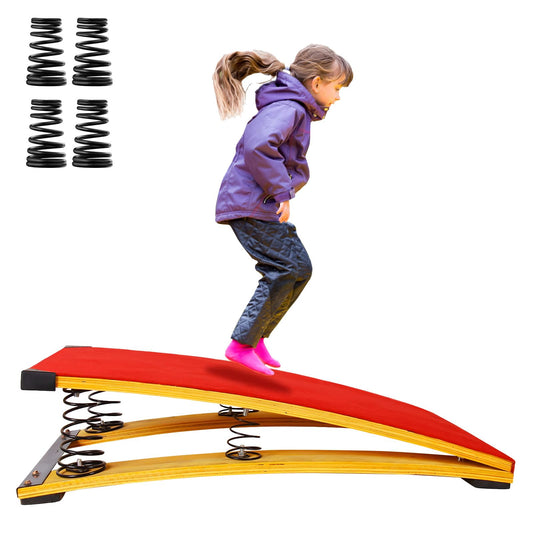 4 Springs Gymnastics Springboard for Kids, 31.5"X19.7" Vaulting Training Spring Boards Gymnastics, Portable Curved Spring Board Gymnastics Vault with Anti-Slip Mat for Outdoor Training Exercise