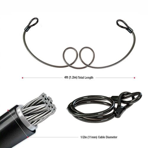 POLICE U-Lock Bike Lock with Key, U-Lock for Bicycles, Lock for Scooters, Outdoor Equipment Silicone-Coated Bike Lock with Cable Heavy Duty Black