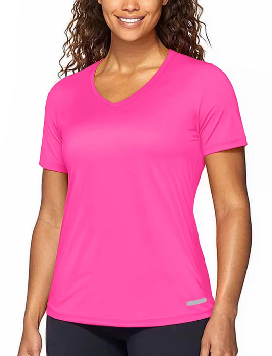 Workout T Shirts for Women Dry Fit(Hot Pink,XL)