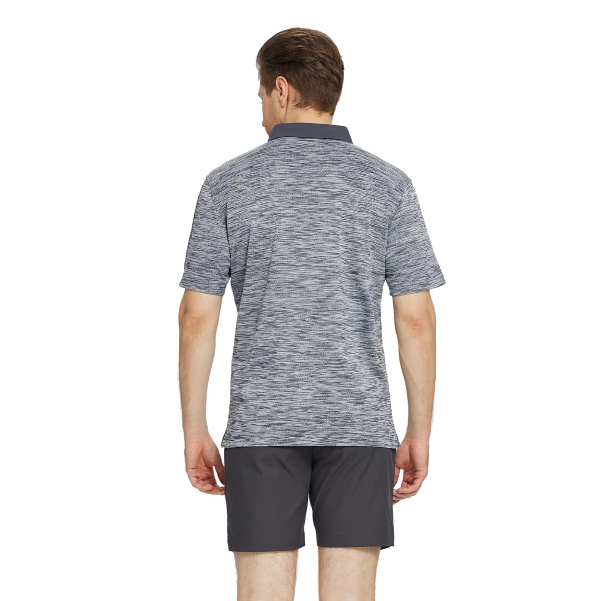 M MAELREG Golf Shirts for Men Dry Fit Moisture Wicking Pique Performance Casual Sport Mens Polo Shirts Short Sleeve Black Grey Heather