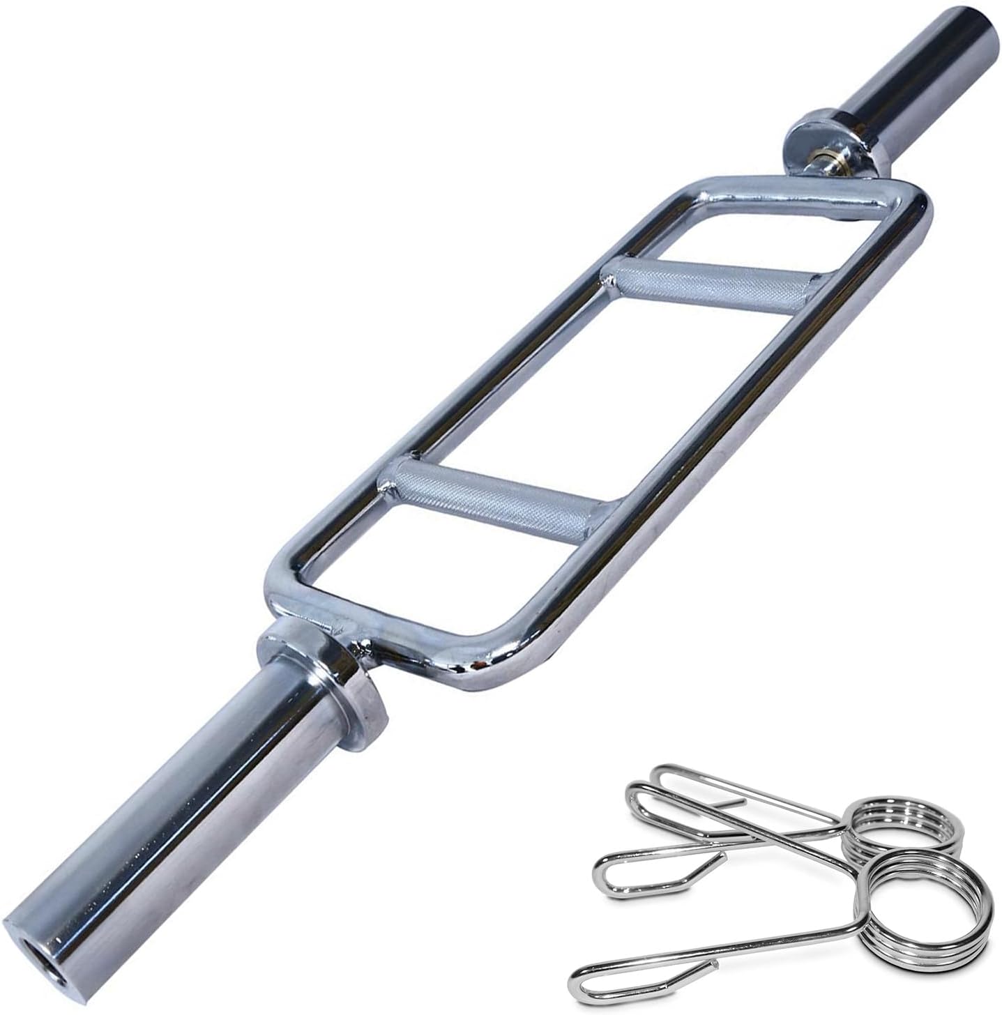 FITNESS MANIAC 34" Barbell Solid Olympic Chrome Tricep Hammer Curl Fitness Gym Weight Bar Home Gym Weightlifting Exercise Training Bars Powerlifting 34 Inches