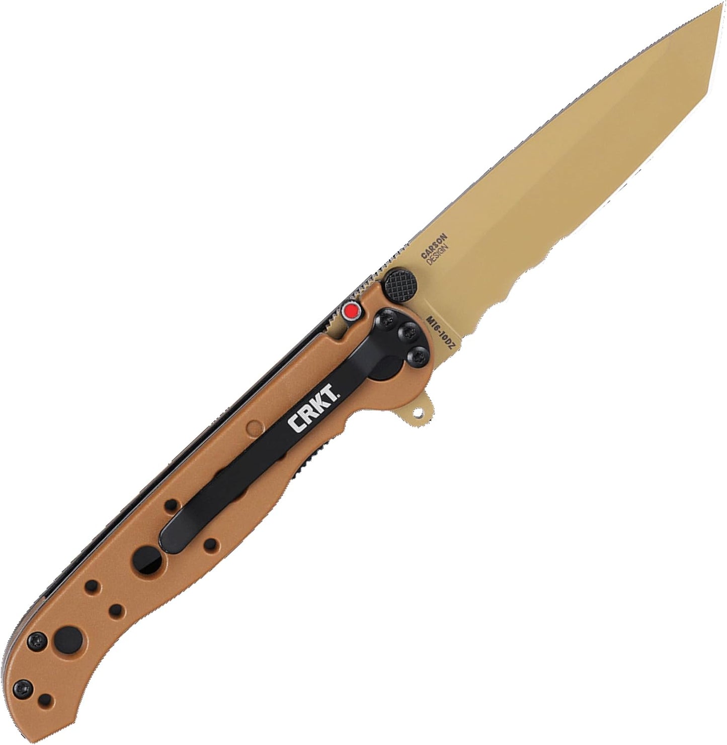 CRKT M16-10KZ EDC Folding Pocket Knife: Everyday Carry, Black Serrated Edge Blade, Tanto, Automated Liner Safety, Nylon Handle, Pocket Clip