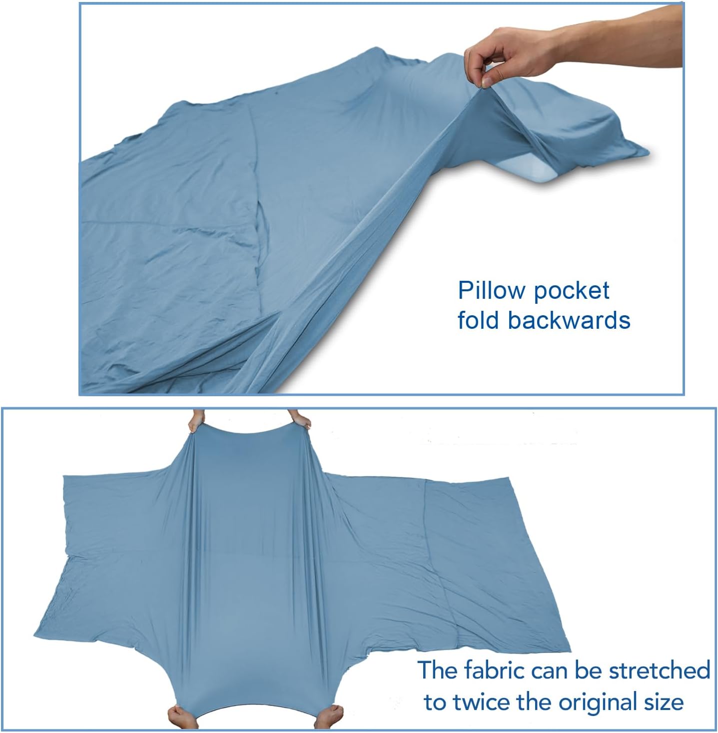 Travel Sheets for Hotel, Rayon Derived from Bamboo, Stretchy Sleep Sack for Adults, Warm Weather/Summer Sleeping Bag Liner for Camping and Travel, Rectangular with Pillow Pocket, Mummy, Cooling Sheets