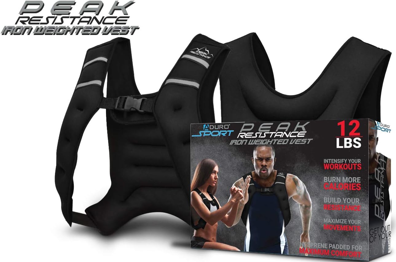 Aduro Sport Weighted Vest Workout Equipment, 4lbs/6lbs/12lbs/20lbs/25lbs/30lbs Body Weight Vest for Men, Women, Kids