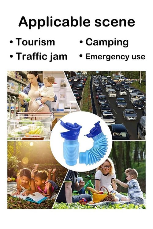 MEETYEHUA Portable Mini Outdoor Camping Travel Shrinkable Personal Mobile Toilet Bottle,Unisex Adjustable Emergency Urinal Portable Toilet for car 750ml (Blue)