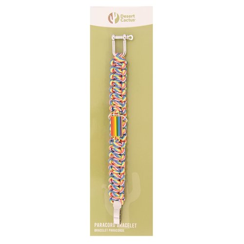 Desert Cactus Gay Pride Flag Paracord Bracelet - Adjustable Size (Paracord)