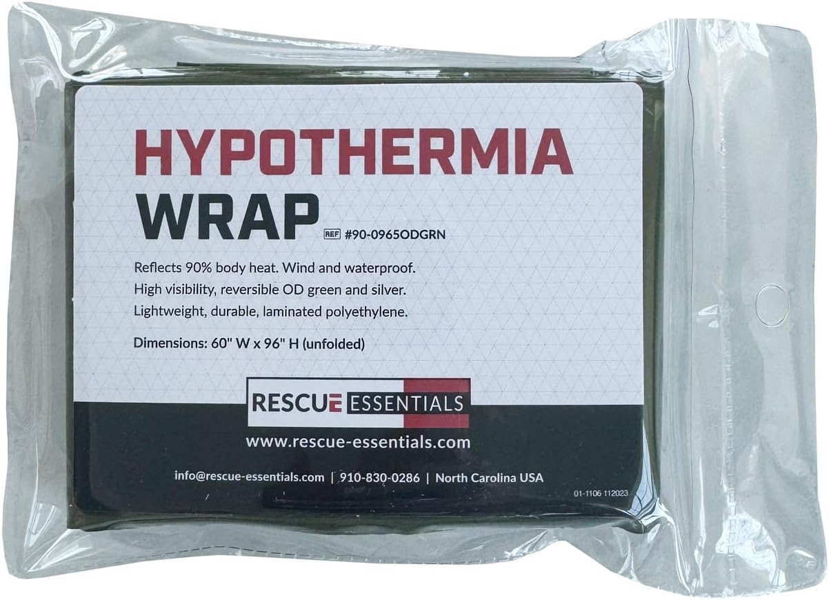 Rescue Essentials Hypothermia Wrap Blanket, Oversized 60" x 96", Mylar/Lightweight Polyethylene Fabric (Orange)