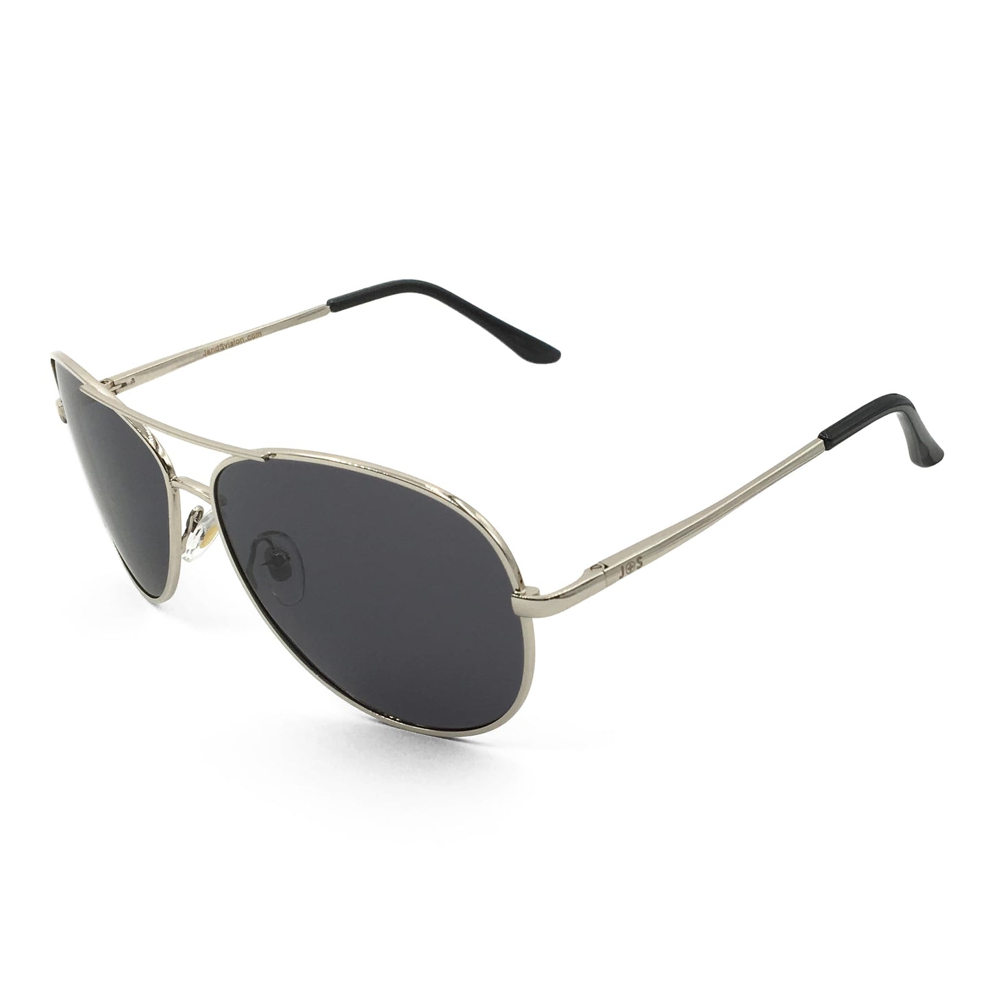 J+S Premium Military Style Classic Aviator Sunglasses, Polarized, 100% UV protection for Boys Girls (Small Frame - Silver Frame/Black Lens)