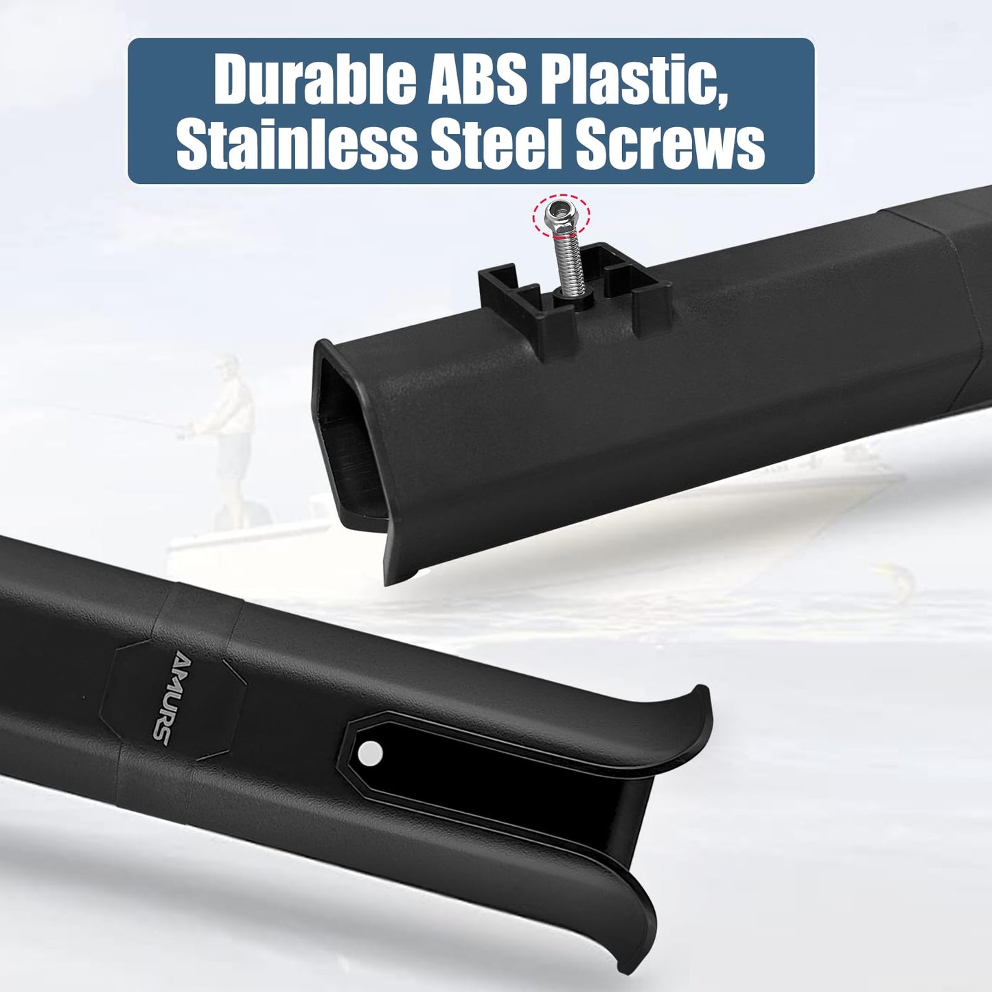 AMURS 6-Tube Fishing Rod Holder, Wall Mounted Rod Holder with 6inch Ball Bungee Cords and Screws for Boat Kayak Cooler Trailer Portable