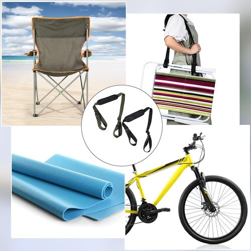 GORGECRAFT 2Pcs 2 Colors Chair Carrying Strap Adjustable Beach Chair Backpack Anti-Slip Shoulder Straps Replacement Universal for Fold able Bikes Scooter Camping Backpacking Picnics Outdoor 42-69 Inch