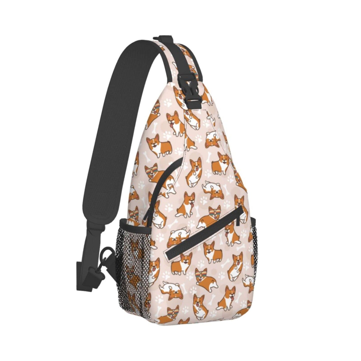 Qaonyui Corgi Sling Bag Crossbody Daypack Hiking Shoulder Backpack for Women Travel