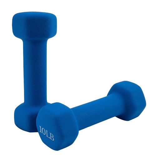 doubob Weights Dumbbells set of 2 Fitness for Man Woman Home Gym Health Exercise 10LB Blue Rubber Hex Dumb Bells