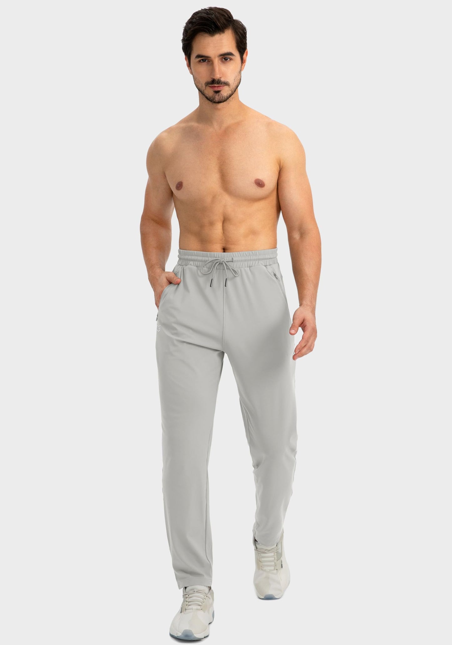 G Gradual Men's Sweatpants with Zipper Pockets Tapered Joggers for Men Athletic Pants for Workout, Jogging, Running (Bright Grey, 3X-Large)
