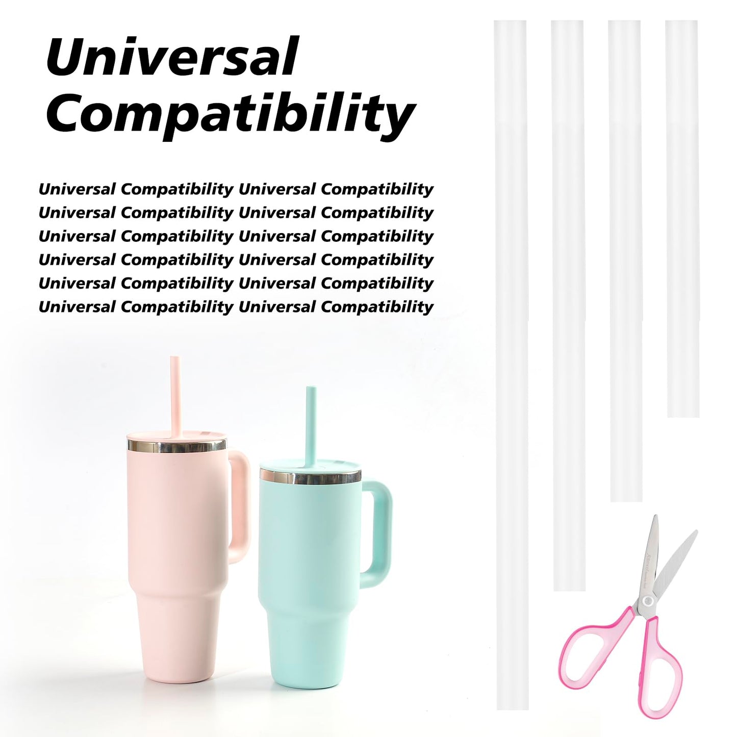 Jetstop Replacement Straws compatible with Hydro Flask 40 oz Travel Tumbler, Reusable Straw for Hydroflask Press-in Straw Lid (Fit 40oz, 8.78 inch)