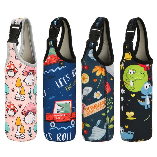 Andy's Orchids Neoprene Water Bottle Sleeve, 4PCS Portable Cup Carrier Pouch Sport Water Bottle Cover Case Insulated Bag