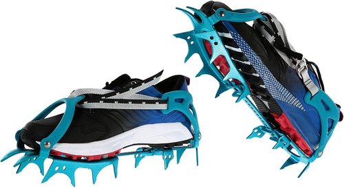 BRS-S3 Ultralight 14 Teeth Aluminium Alloy Bundled Crampons Ice Gripper Outdoor Ice Climbing Kits Crampons for Footwear (Blue)