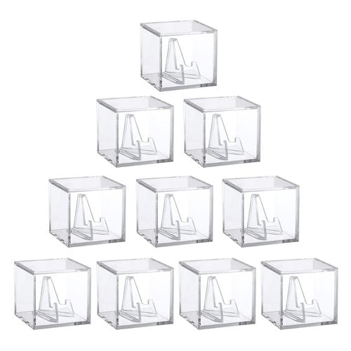 Championship Ring Display Case, Clear Tournament Championship Ring Holder Box, Acrylic Display Easel Box and Stand Holder for Baseball Softball Championship Rings Cheer Leading Rings, 10Pcs