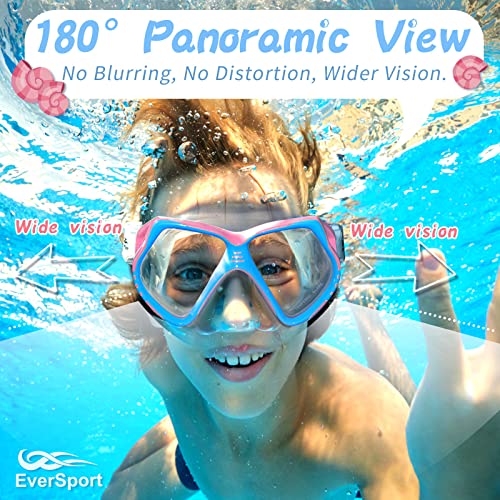 Kids Swim Goggles with Soft Nose Cover, Anti-Fog Clear Youth Diving Mask Pink Blue