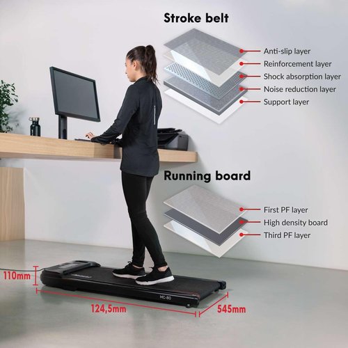Walking Pad Treadmill FITFIU Fitness MC-80 5 MPH Under Desk, 16,5"x40" Surface, Bluetooth Speaker + Remote Control, Max Weight 320 lbs, for Walking & Jogging